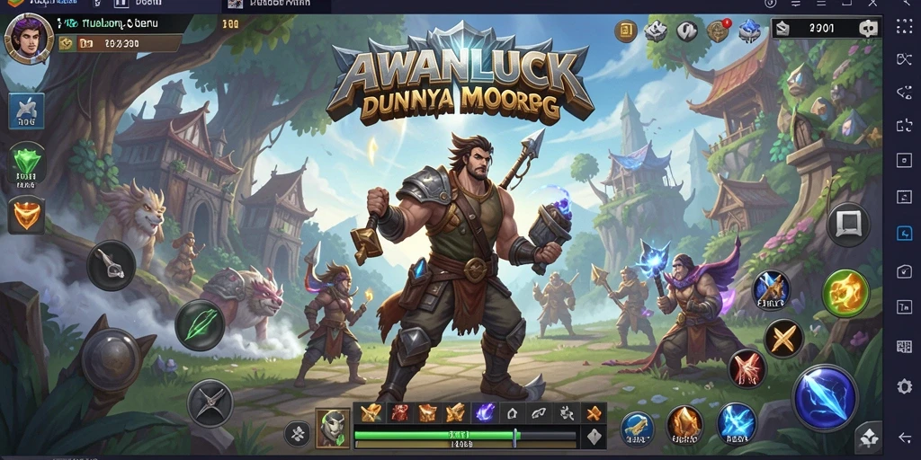 Tampilan gameplay <strong>AWANLUCK</strong> yang menampilkan pertempuran epik dalam dunia MMORPG.