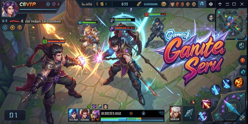 Tangkapan layar gameplay seru C8VIP dengan pertarungan tim yang mendebarkan.