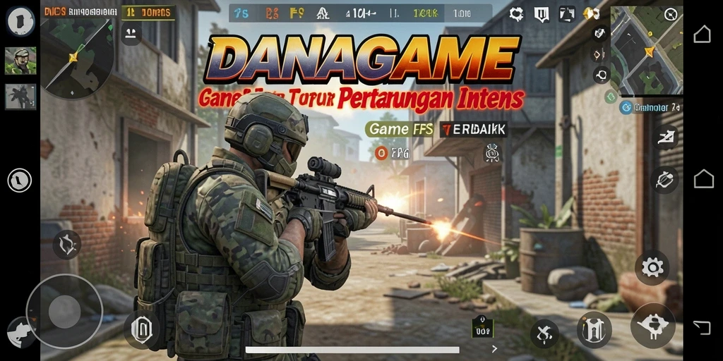 Tampilan gameplay intens dari DANAGAME dalam aksi FPS.