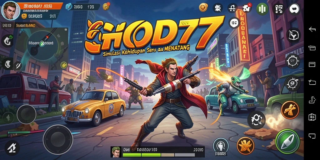 Screenshot utama GOD77 menampilkan gameplay seru dan interaksi karakter.