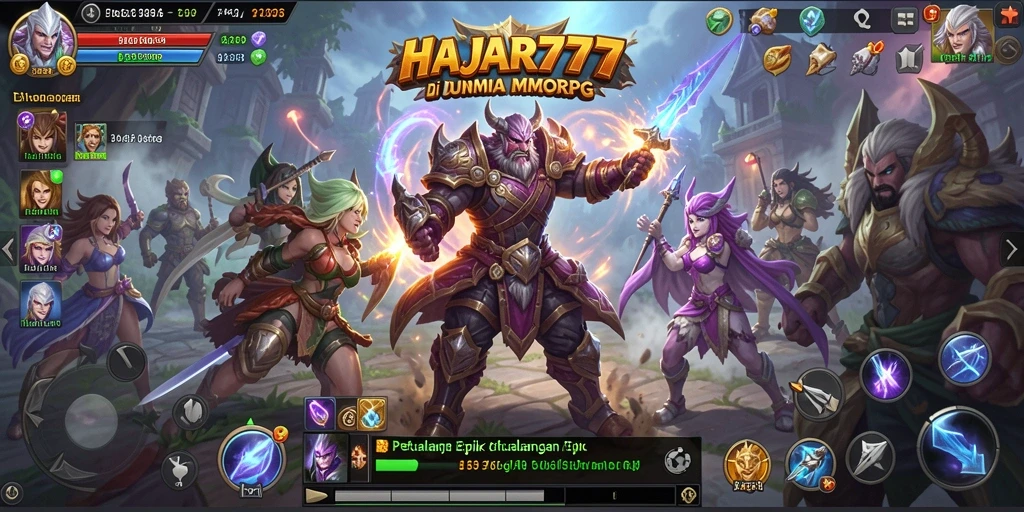 Screenshot utama HAJAR777 menampilkan aksi seru dalam pertempuran MMORPG.
