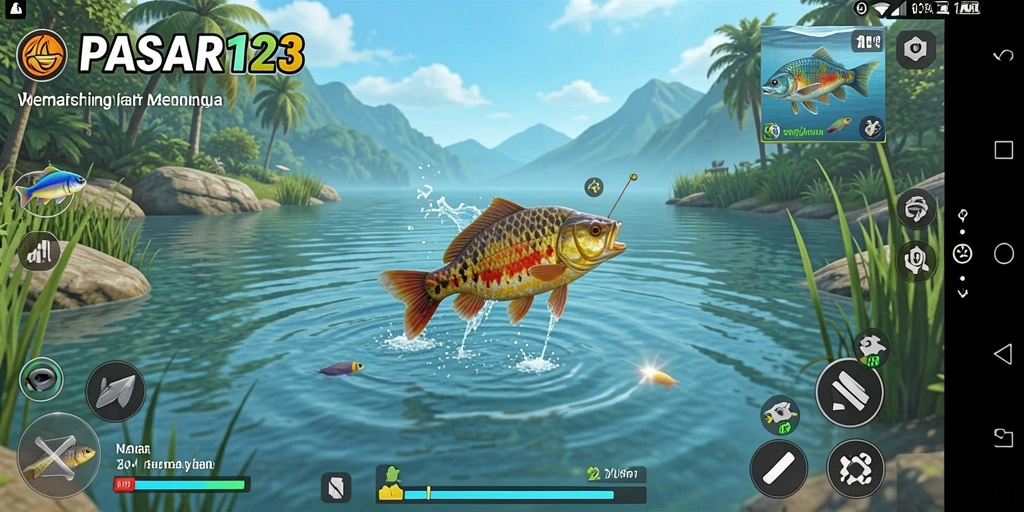 Tampilan grafis menarik dari gameplay memancing di PASAR123.